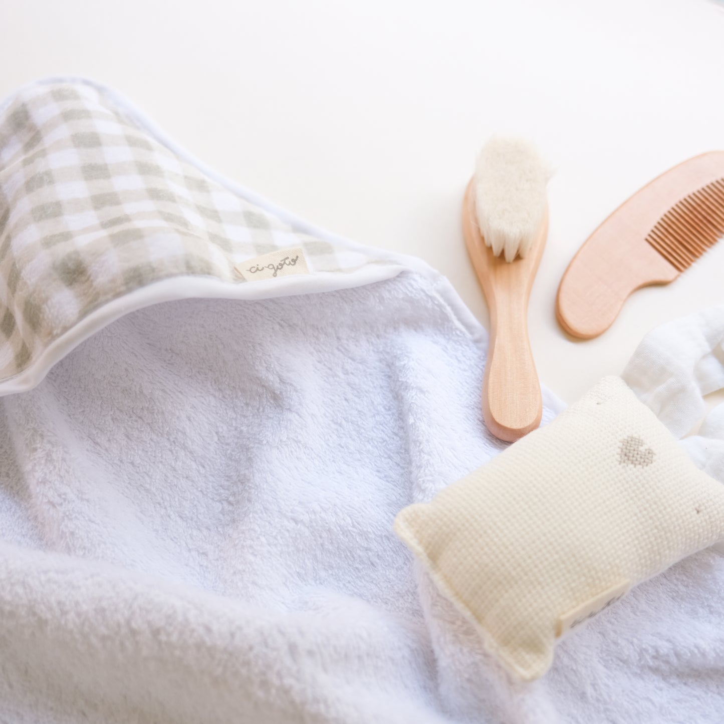 Toalla con Capucha Cuadros Verdes 2