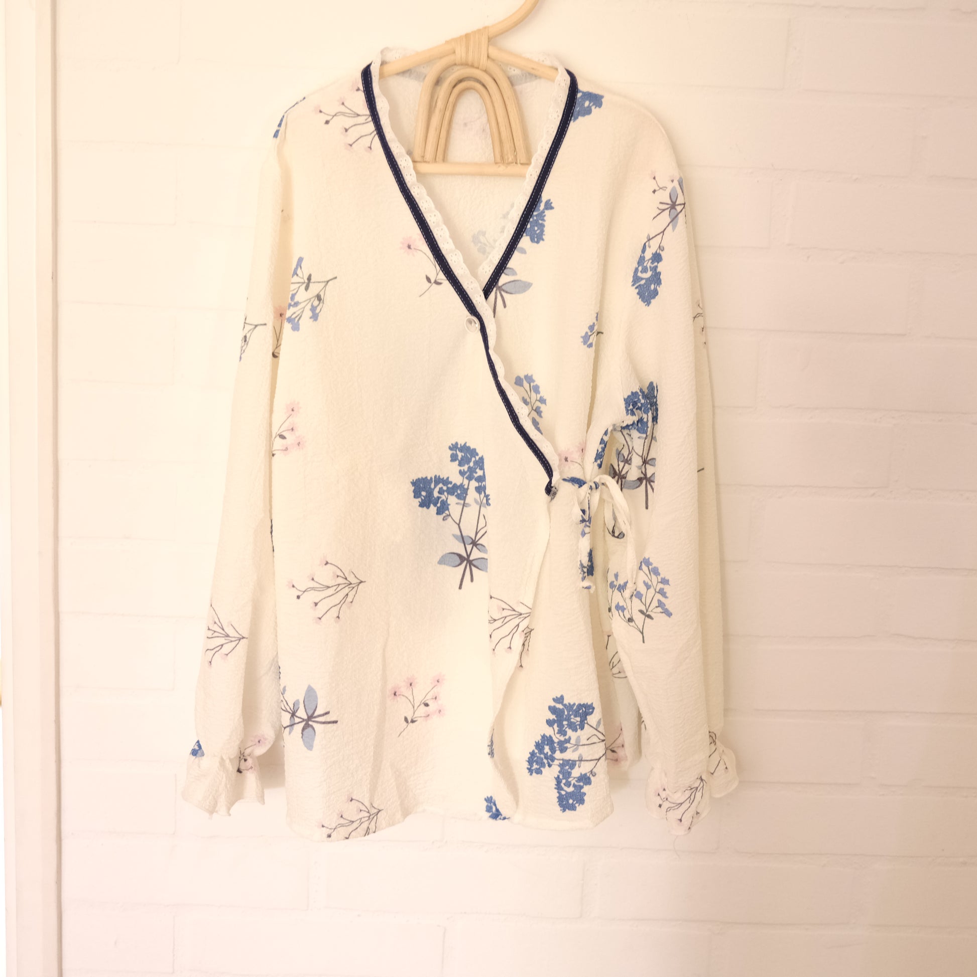 Pijama de Lactancia Flores Celeste 3