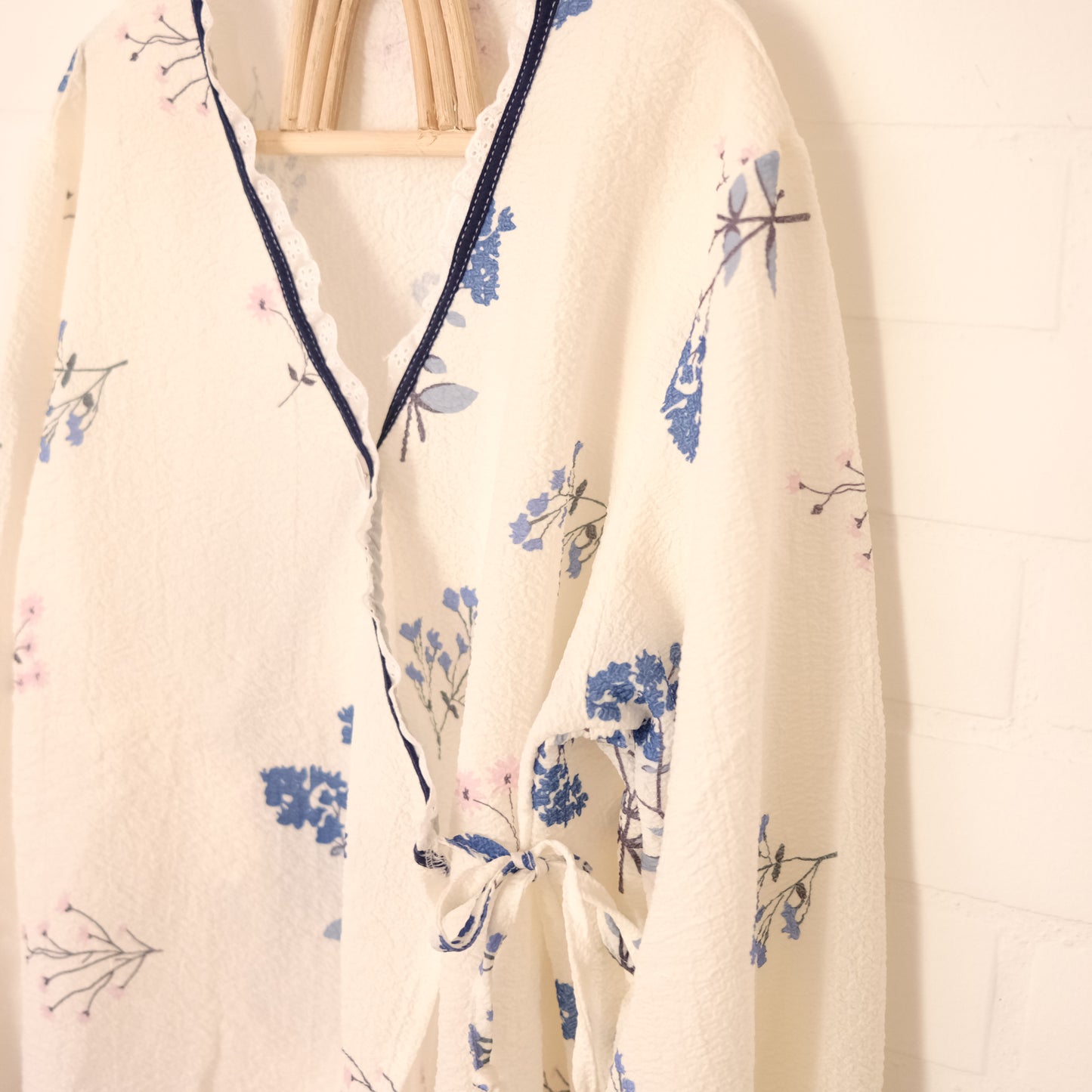 Pijama de Lactancia Flores Celeste 1