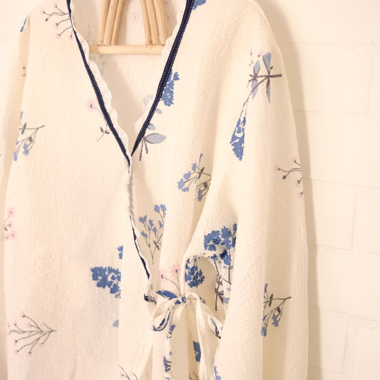 Pijama de Lactancia Flores Celeste 1